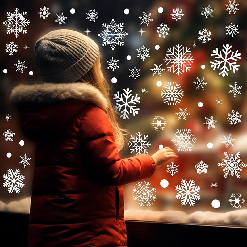 JCFIRE 152Pcs Snowflake Window Clings Stickers, 8 Sheets Larger Christmas Window Clings, Christmas Decorations, Holiday Party Decor Xmas Decorations for Home School - Image 4